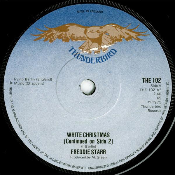 

7-дюймовая пластинка FREDDIE STARR White Christmas THE102 Thunderbird 1975 Великобритания Поп Б/у