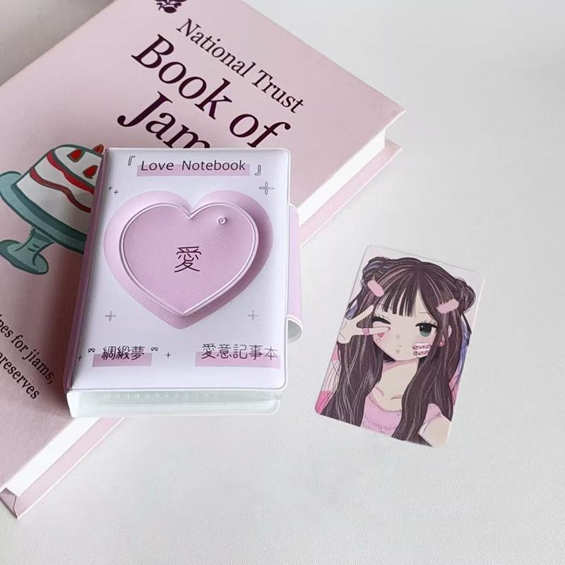 3palcový držák na fotokarty ve tvaru srdce s výřezem Sběratelská kniha 32 kapes Voděodolný pořadač na fotokarty Pro fotky idolů