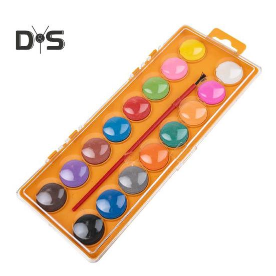 1 sett akvarellfarger 16 farger solide akvarellpigmenter Vannløselige malinger Bærbar akvarellpalett for skoleprosjekter Reise