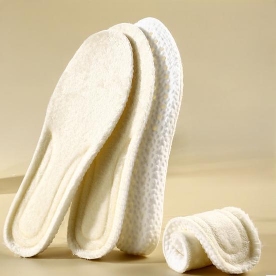 1 Pair Wool Fleece Insoles Foot Pain Relief Soft Thick Warm Winter Inner Soles Shock Absorbing Boots Sports Shoes Insert Liners Cushions