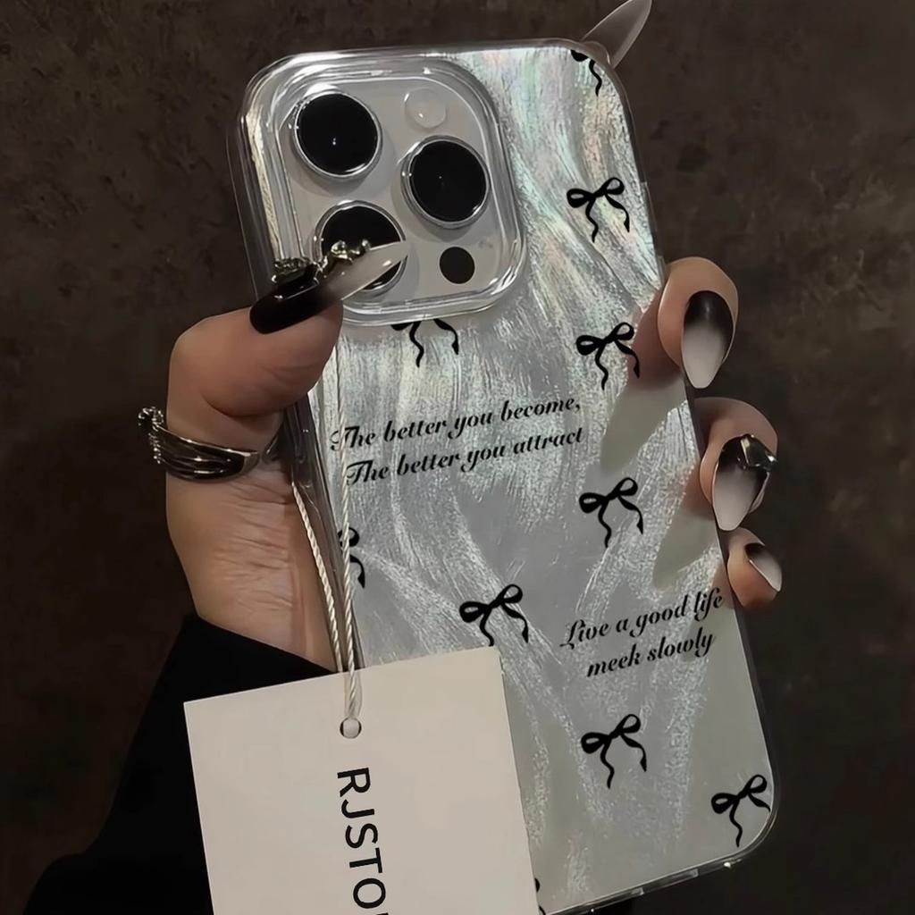 Black bow iPhone13PRO14 Apple 15 feather case 1211XR/XS anti-skid, anti-drop and anti-fingerprint