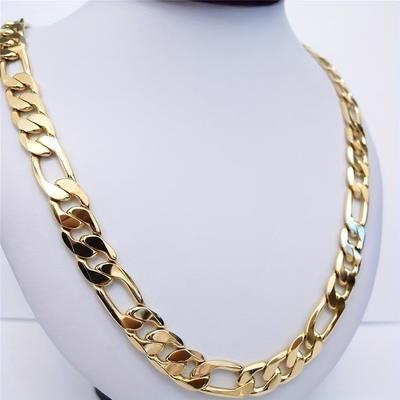 1pc Fashion Golden Plated Thick Chain Necklace, Trendy Pendant Necklace For Men