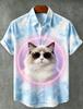 Men's Tie Dye Neon Animal Print Short Sleeve Shirt, Suitable For Street style, Daily Casual And Summer Wear