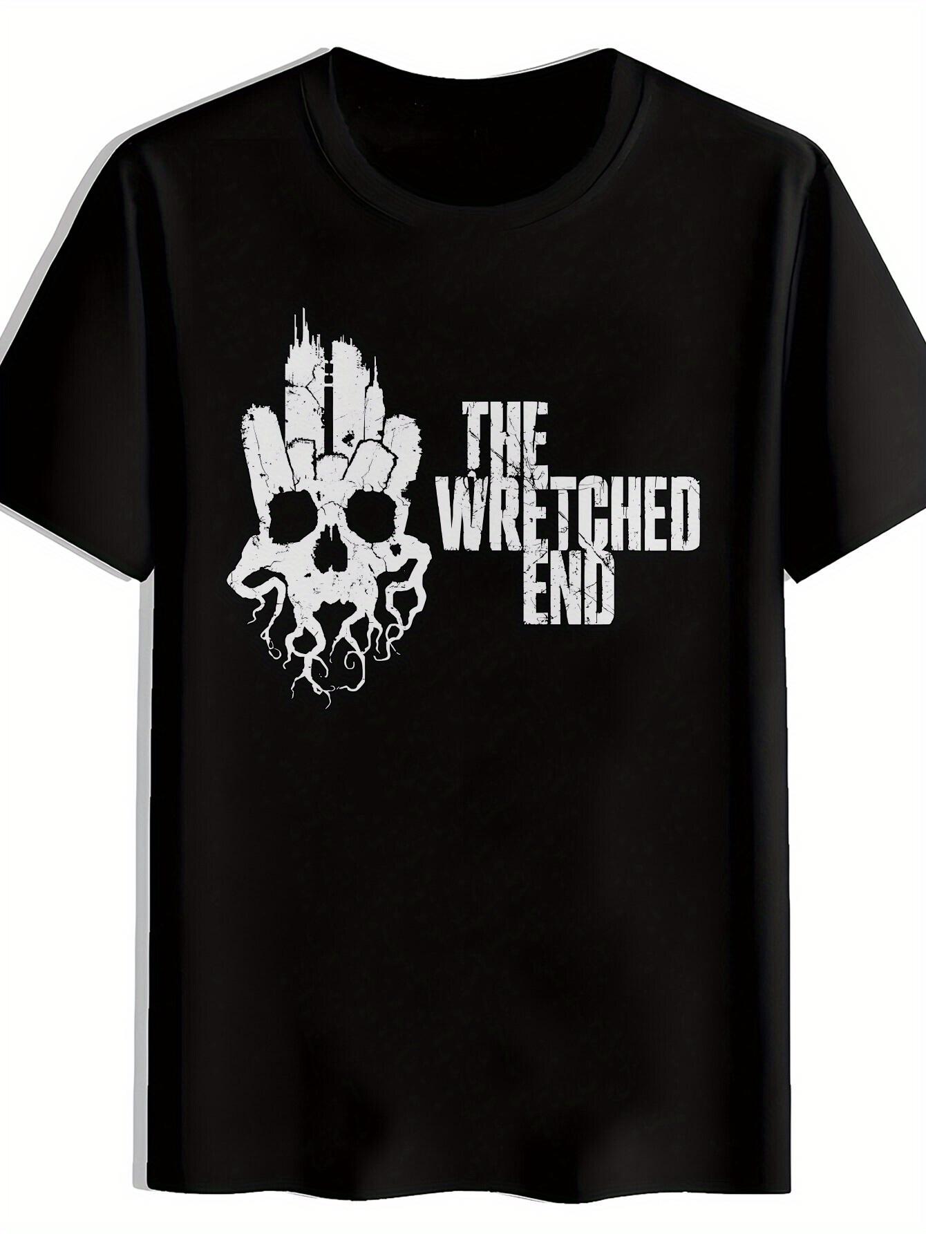 

Черная футболка с графикой черепа The Wretched End - Модная повседневная с круглым вырезом M