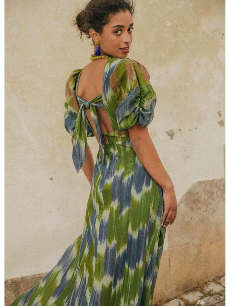 2024 Sommer Europäisches & Amerikanisches Damen Rundhals Bedrucktes Schnürkleid