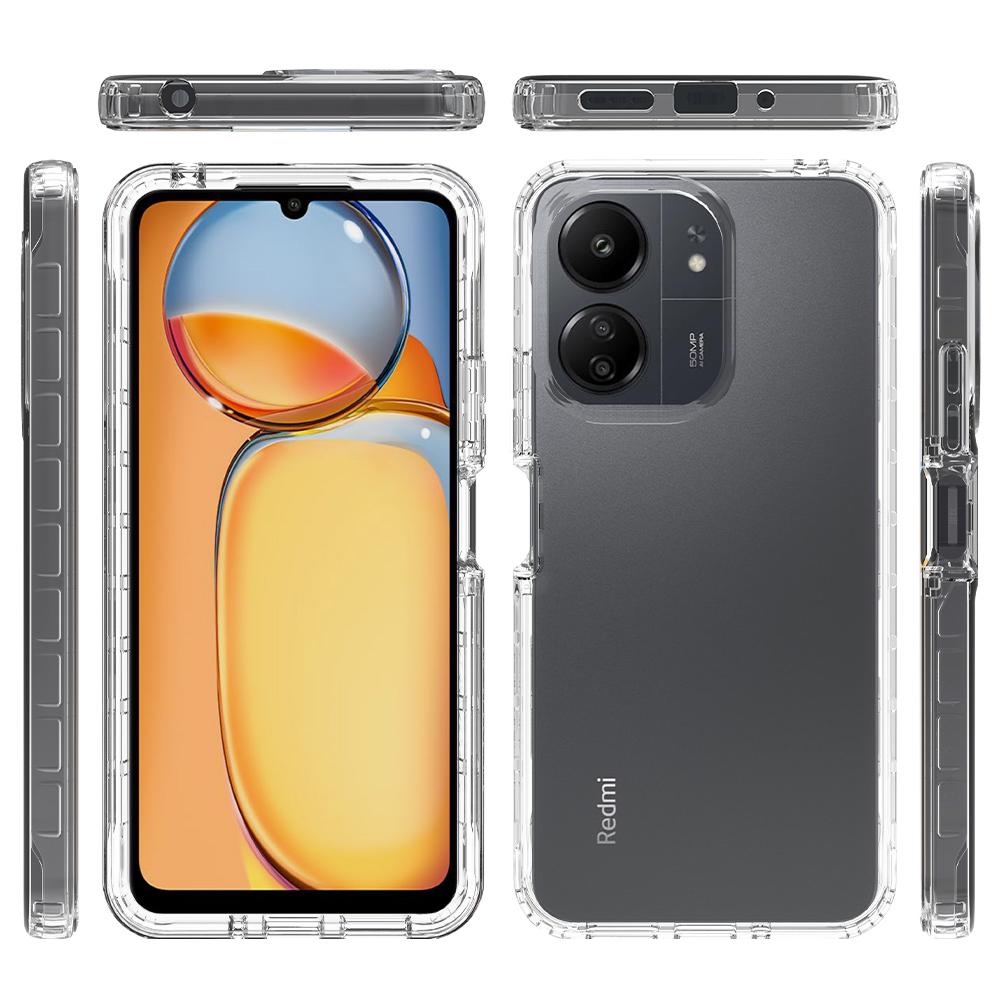 Etui na telefon Xiaomi Redmi 13C 4G/13C 5G/Poco C65 4G 3-w-1 PC+TPU Pokrowiec ochronny z folią PET na ekran