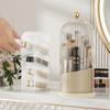 Rotatable Transparent Cosmetics Organizer: Dustproof Makeup Brush Holder & Lipstick Rack
