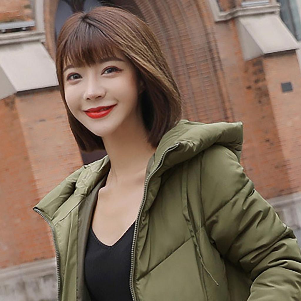 Womens Ladies Warm Plus Size Solid Color Hooded Single Breasted Medium Length Cotton Jacket Waistcoat Slim Cardigan Coat