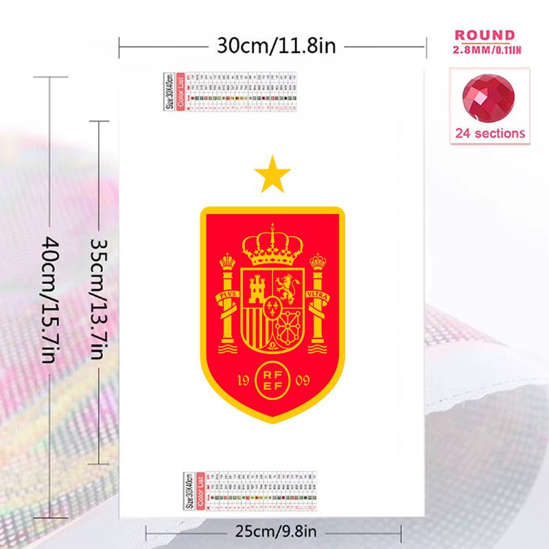 Spain national football logo Pattern 3pcs 100% Round Full Drill 5D DIY Diamond Painting Embroidery Cross Stitch Rhinestone Décor