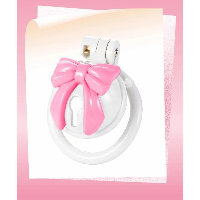 Pink Bow Chastity Cages Sissy Gay Two-tone Craft Chastity Locks Male Locks Pseudo Sissy Chastity Device Escape-proof Cheat-proof