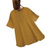 Summer Casual Loose Tunic Tops Women Vintage OL Shirt O Neck Short Sleeve Blouse Solid Cotton Blusas Buttons Down Chemise