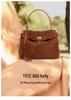 Genuine Leather Crossbody Tote Bag - Large Capacity, Light Luxury Suede Underarm for Women