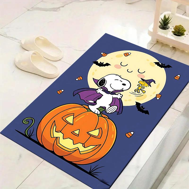 1Pc Snoopy Halloween Night Rug Office Carpet Indoor Outdoor Doormat Nonslip Soft And Comfortable Living Room Christmas Halloween Gift D918102