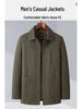 Men's Mid-length Cotton Jacket: Spring/Autumn, Lapel, Button-up, Dad Style, Plus Size for Middle-aged/Elderly