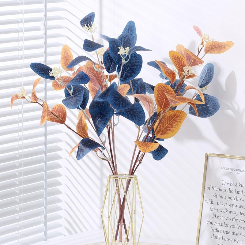 1Pcs Eucalyptus Leaves Artificial Flowers Bouquet Fake Flowers for Home Decor Garden Wedding Decoration Outdoor Vase Ornament