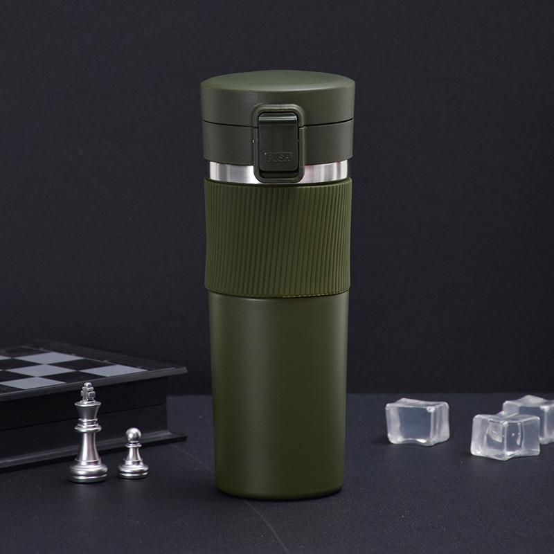 

304 Stainless Steel Vacuum Flask Coffee Thermos Mug Portable Car Travelling Water Bottles Tumbler Insulation Cup Thermal 380ML зелёный