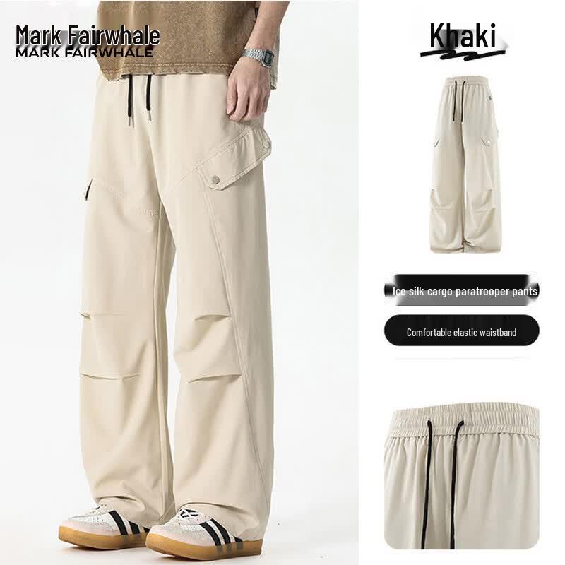 Mark Fairwhale Men's Ice Silk Loose Straight Cargo Pants
