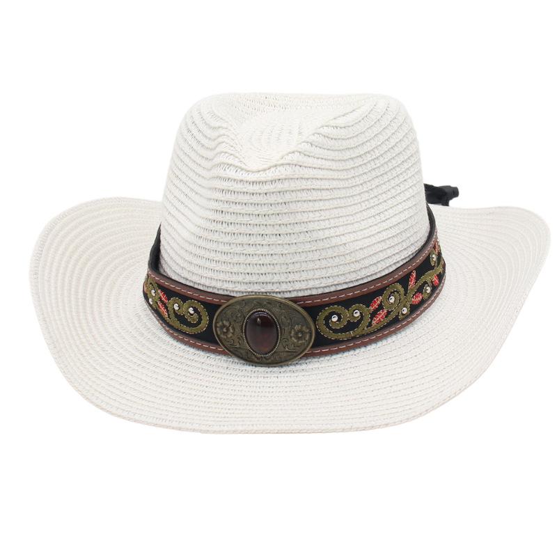 Men and women seaside vacation upturned edge beach hat western cowboy hat spring and summer outdoor travel shading Tibetan hat straw hat