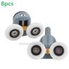 8PCS Castors Kit For Shower Cabin Doors Wheel 23 25 27mm Top Bottom Double With Button Mount For Glass