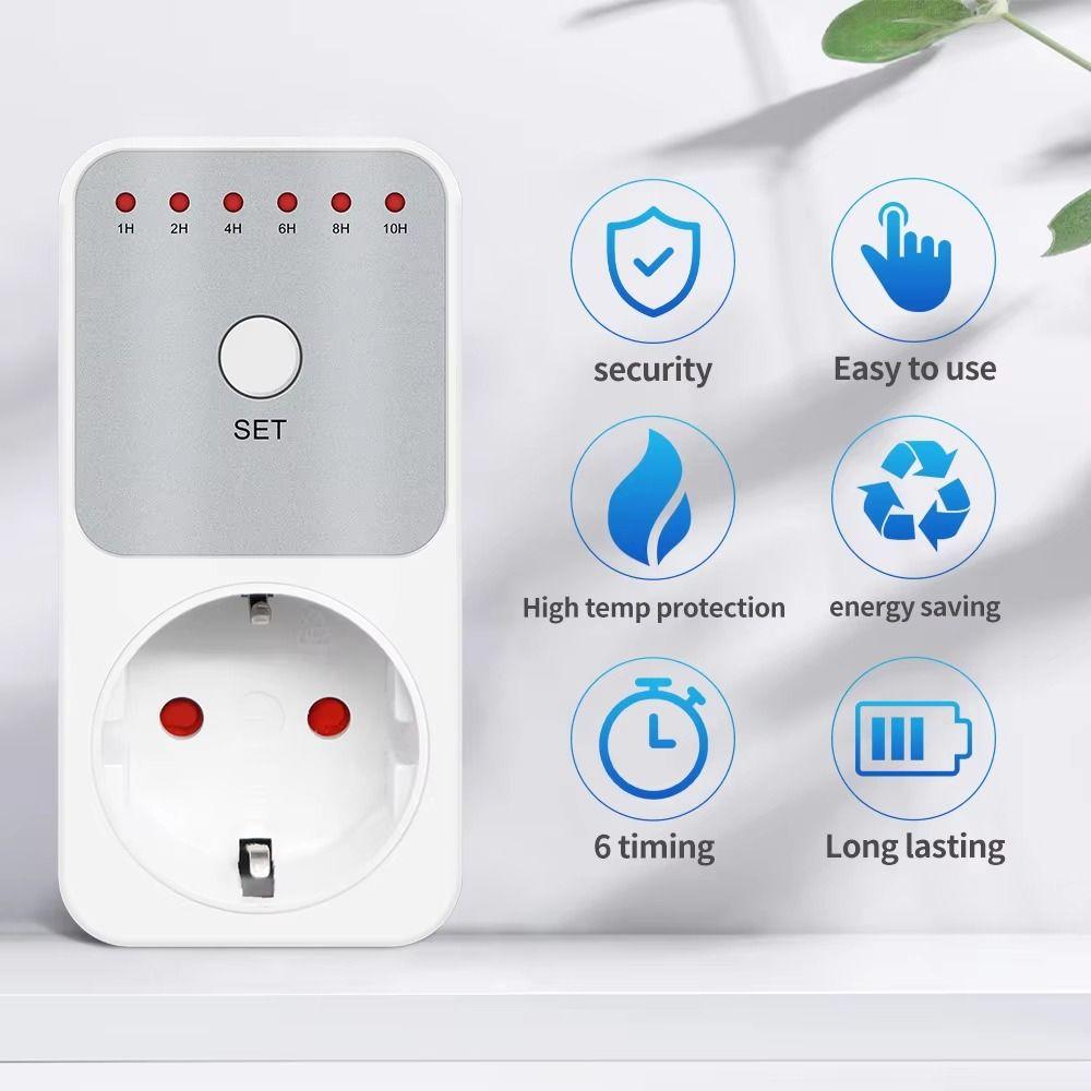 Countdown Time Electronic Wattmeter Plug-in Socket 10Hr Timer Switch Convenient Fast Connection Setting Switch Timer Household