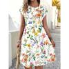 Rochie de vară casual cu imprimeu floral pentru femei Modă Rochie mini cu mânecă scurtă Rochie de vacanță pe plajă Îmbrăcăminte pentru doamne Rochii Îmbrăcăminte