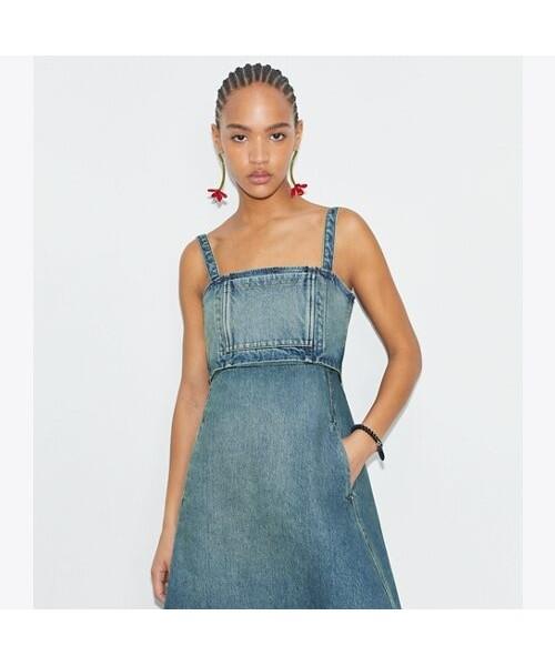 Tolibeochi Cotton Denim Dress - Classic Vintage Blue Wash