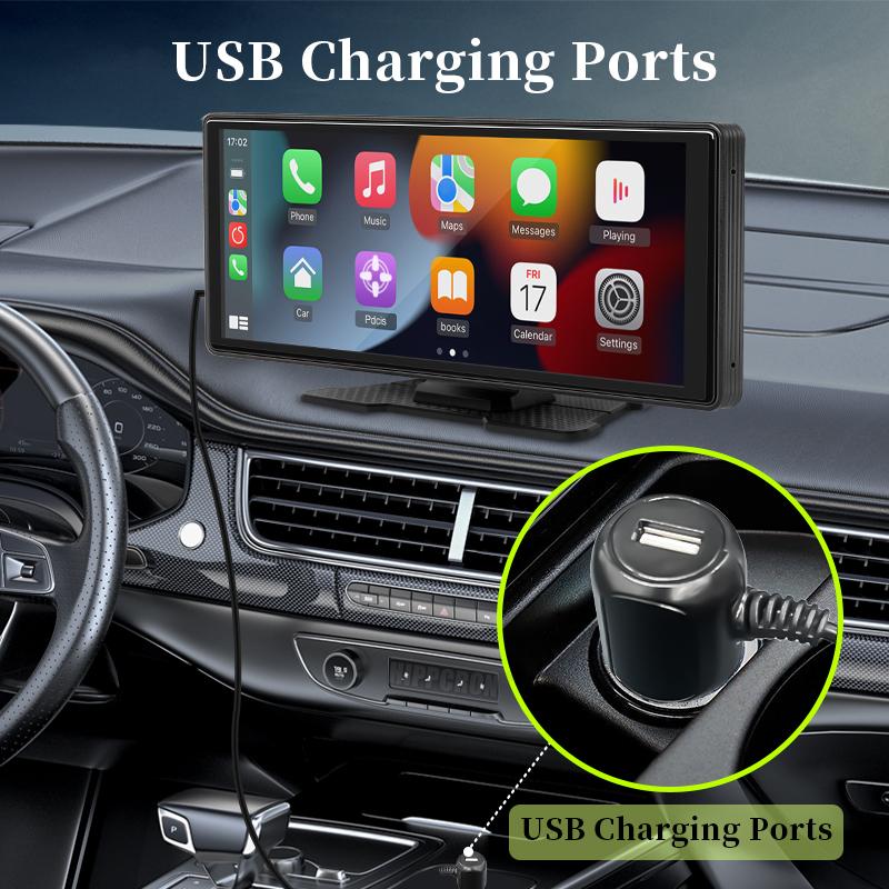 Hippcron 9.3” Portable CarPlay Android Auto Car Radio Multimedia Video Player Touch Screen Rearview Camera