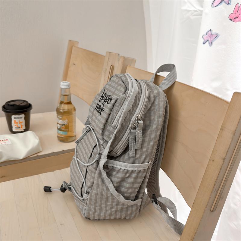 Plaid Women's Backpack Large Capacity Student Schoolbag