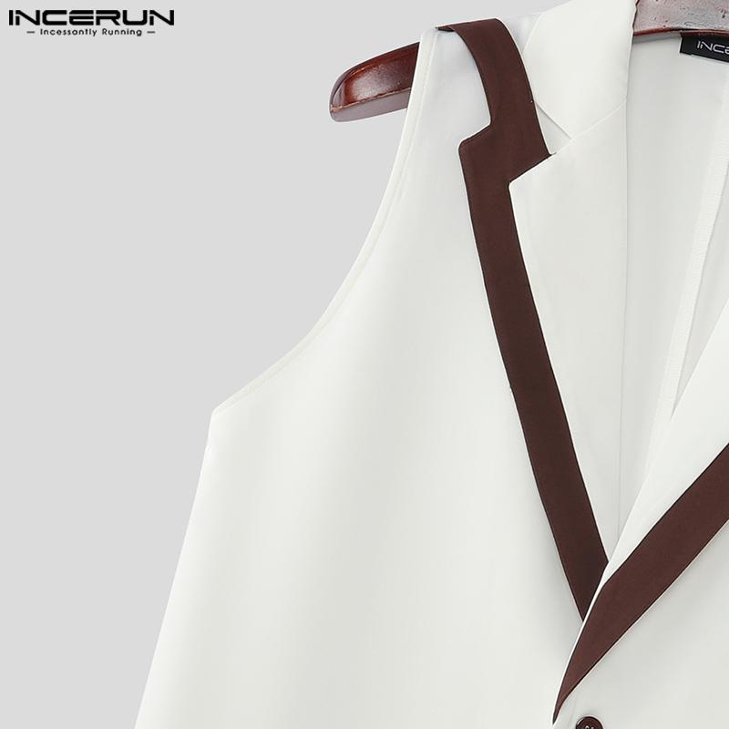 INCERUN 2PCS Men Sleeveless Patchwork Stitching Waistcoat and Long Pants Outfits Sets