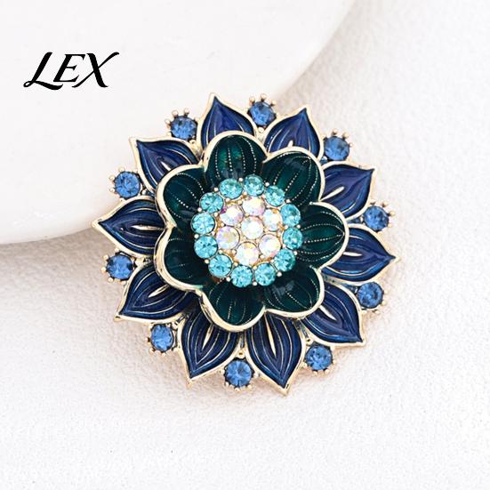 Rhinestone Embellished Pin Retro Flower Brooch Pin, Floral Lapel with Durable Metal Rhinestone, Clothing Jewelry Accessory for Women Girls