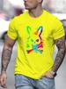 Men's summer 100% pure cotton fashionable casual loose color skull and rabbit print sports round neck short sleeved T-shirt top