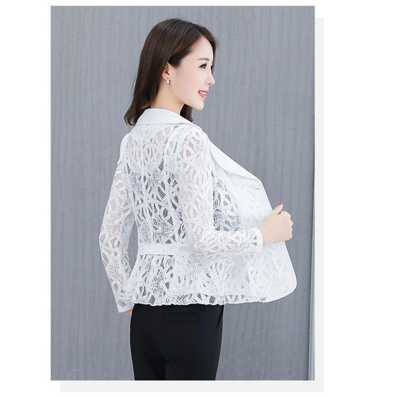 

High-end Solid Color Thin Coat Spring and Summer New Style Double Pocket Shawl with Sun Protection Shirt M белый