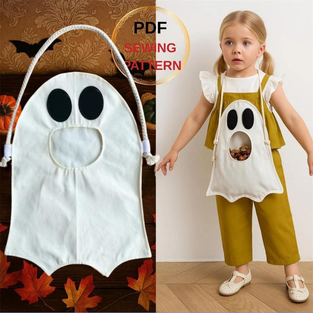 Halloween Ghost Candy Bags with Handles Candy Storage Trick or Treat Tote Reusable Party Favor Gift Bag for Kids