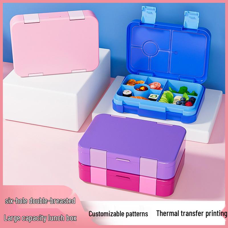 Bento Box a Doppia Chiusura per Bambini: Lunch Box Portatile, Compartimentata, Mantenimento Freschezza, Quadrata, Riscaldabile al Microonde.
