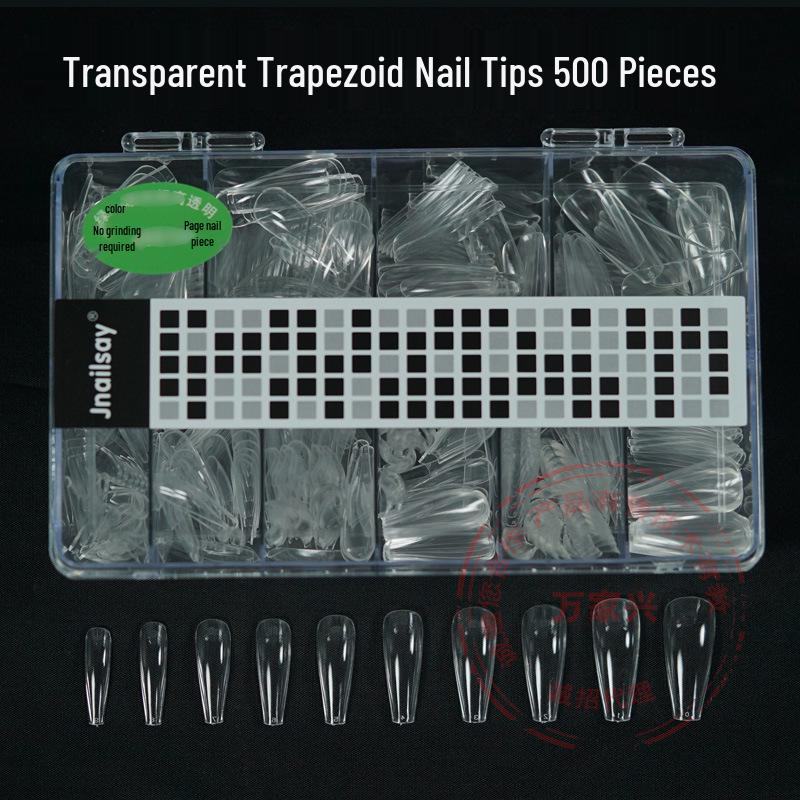 Boxed Nail Art Stickers: 500 Half & Full Cover Transparent Matte French Style Dual-Use Nail Tips