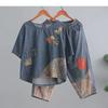 Large Size Cover Meat and Thin Embroidered Ladies Denim Suit Fashion Western Style Age-reducing Fashionable Summer