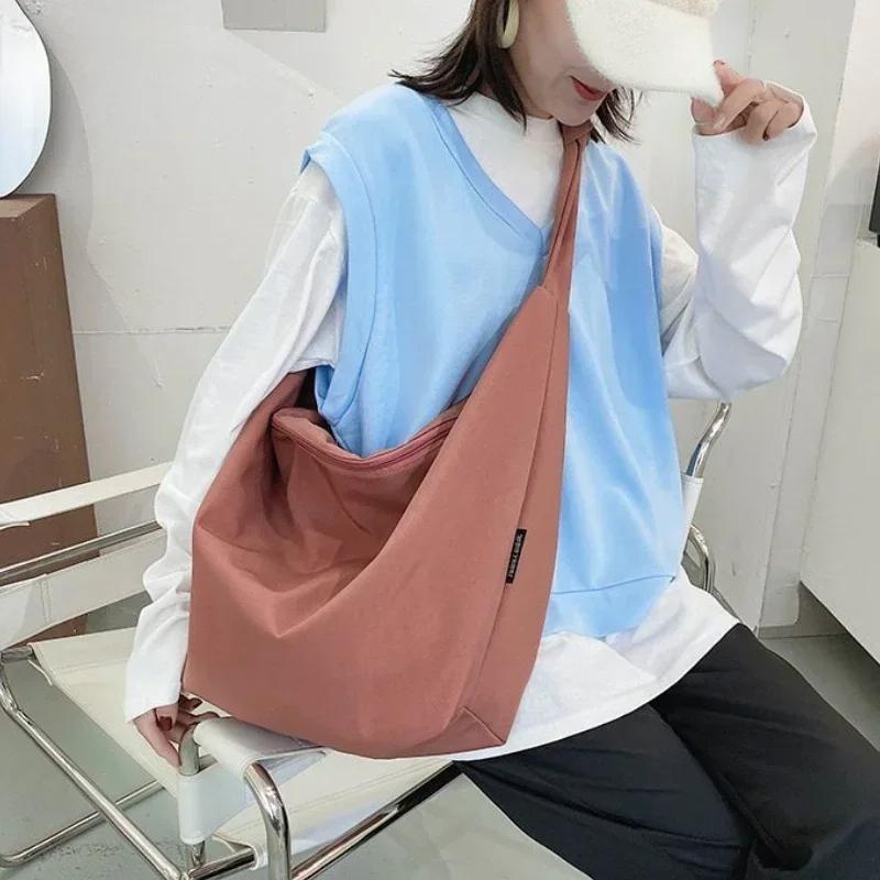 2024 New Canvas Totes Bags Women Casual Wild Ladies Handbags Solid Color Shoulder Women Bag Simple Female Messenger Bag Purses