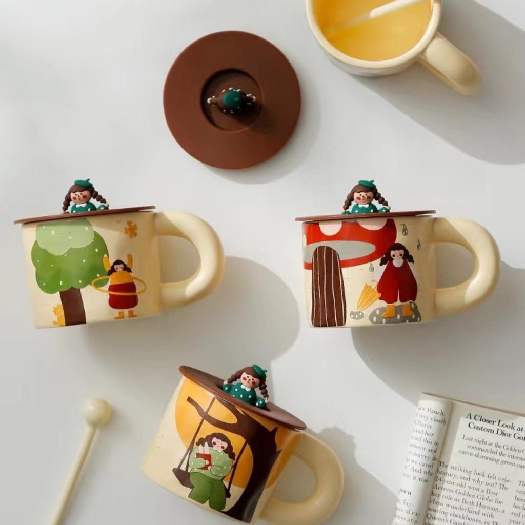 Cute Girl Mug Office Water Cup Coffee Cup Creative Ceramic Cup Cartoon Girl Cup Souvenir