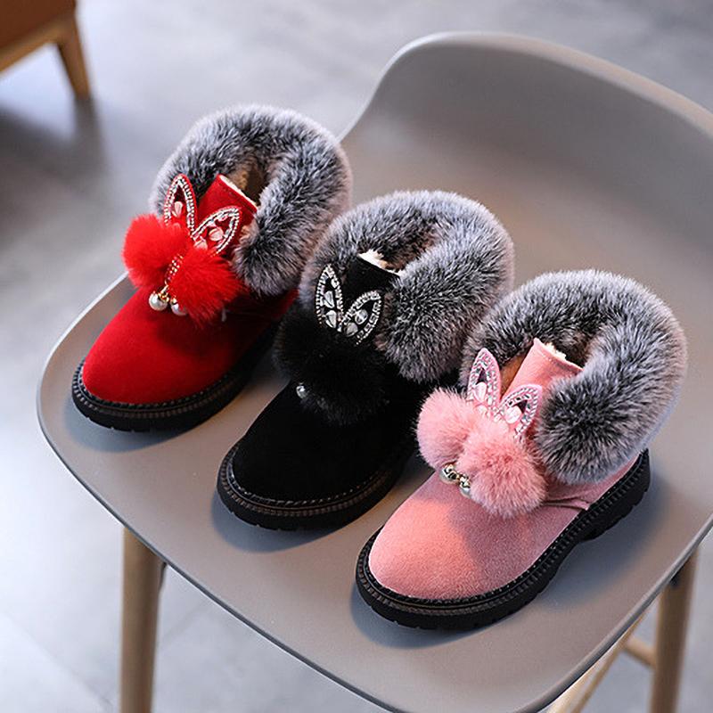 Winter Girls Boots Princess Snow Boot Sport Shoes Girl Children Warm Boots Fashion Soft Kids Sneakers
