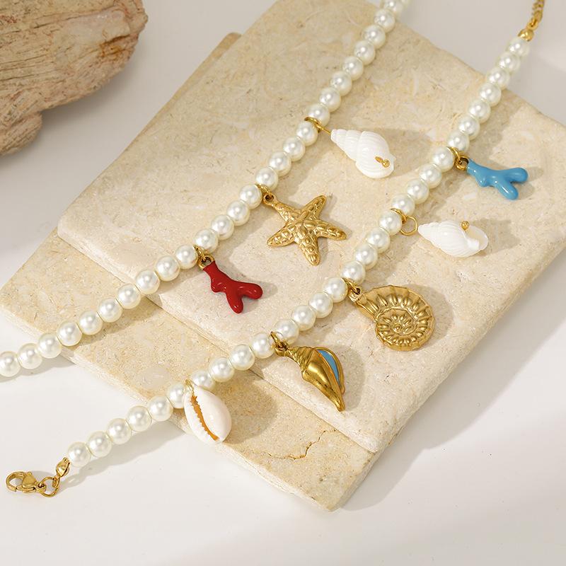 Ocean series new shell imitation pearl starfish pendant bracelet fashionable personality versatile women's hand jewelry