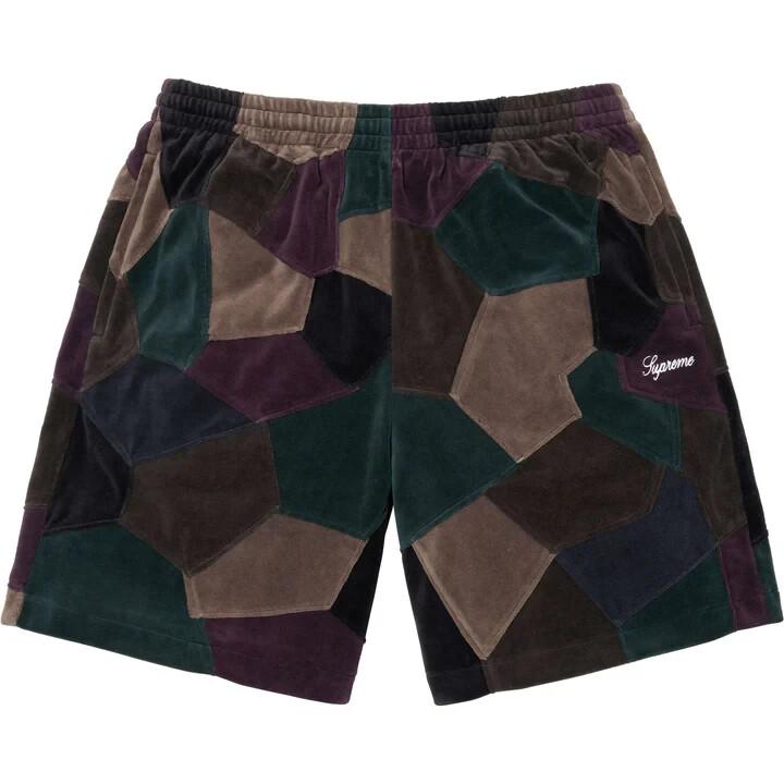 Supreme Patchwork Velour Short Dark Navy S