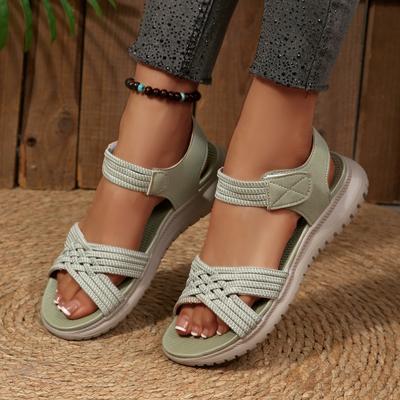 Summer New Product Velcro Open Toe Thick Soled Sandals for Women, Lightweight and Sporty Style, Plus Size Beach Sandals