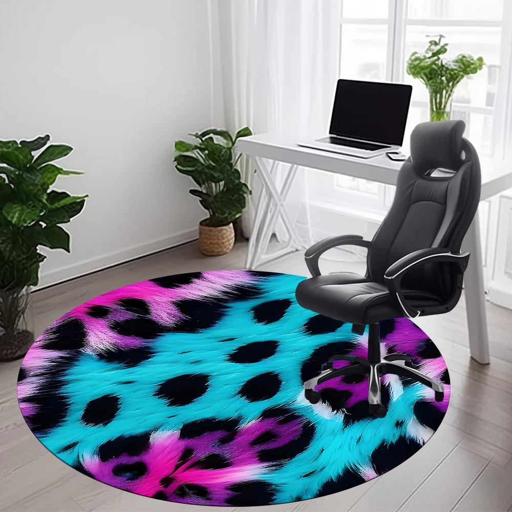 1pc Cheetah Print Vibrant Office Round Area Rug, Mat Suitable ForOffice, Under Office Chairs Bedroom Living Room Home Decor, Room Deco