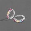 Luxury Female Small Rainbow Square Zircon Stone Hoop Earrings Vintage Fashion Silver Color Wedding  For Women