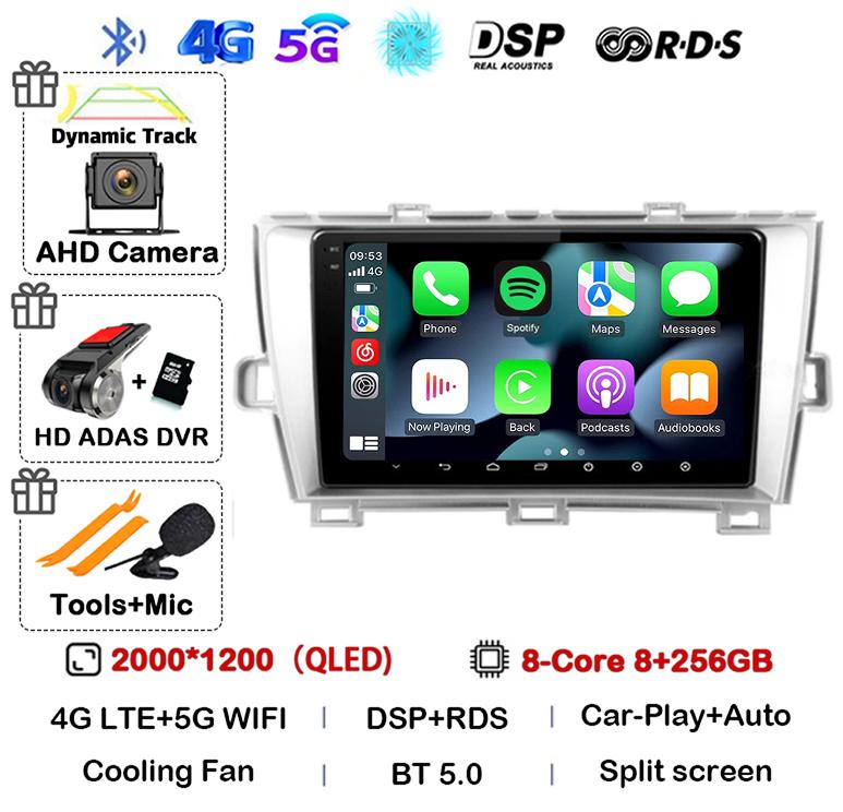 Android 14 Carplay Auto For Toyota Prius 3 XW30 2009 2010 2011 2012 2013-2015 LHD RHD Car Radio Multimedia Player GPS Stereo DSP