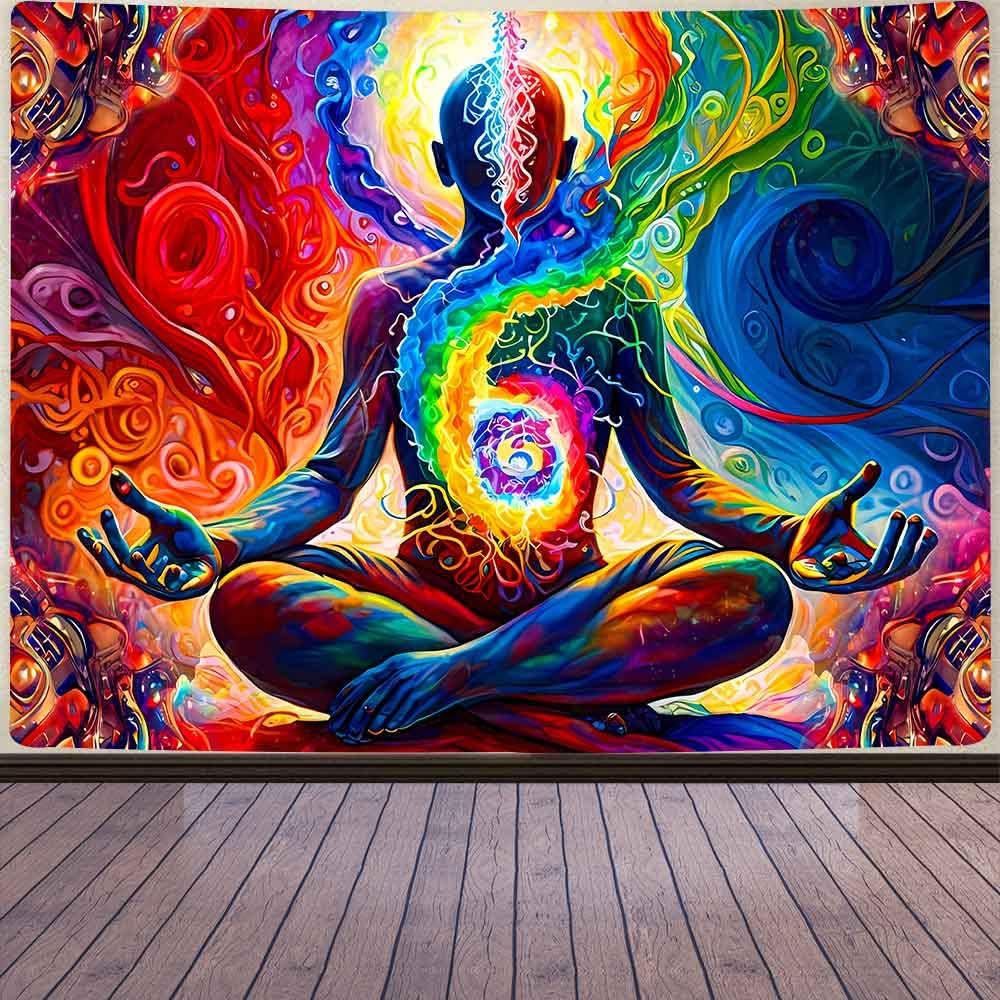 Yoga Meditation Tapestry  Colorful Space Wall Art Spiritual MandalaBeach Blanket for Living Room Dorm Bedroom Home Decor