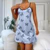 Summer Sexy Nightdress Women Loungewear Leopard Print Nightgown with Spaghetti Strap Slip Dress Breathable Comfy Sleepwear