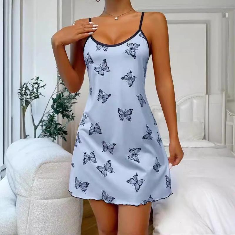 Summer Sexy Nightdress Women Loungewear Leopard Print Nightgown with Spaghetti Strap Slip Dress Breathable Comfy Sleepwear