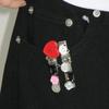 HEART CAT BUTTON HAIR PIN (2ea)
