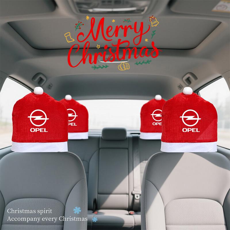 Retractable Christmas Holiday Decoration Car Logo Headrest Cover For Opel Astra Insignia Corsa Zafira Meriva Mokka Vivaro Vectra